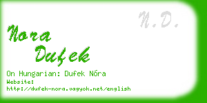 nora dufek business card