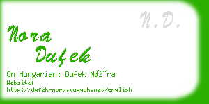 nora dufek business card